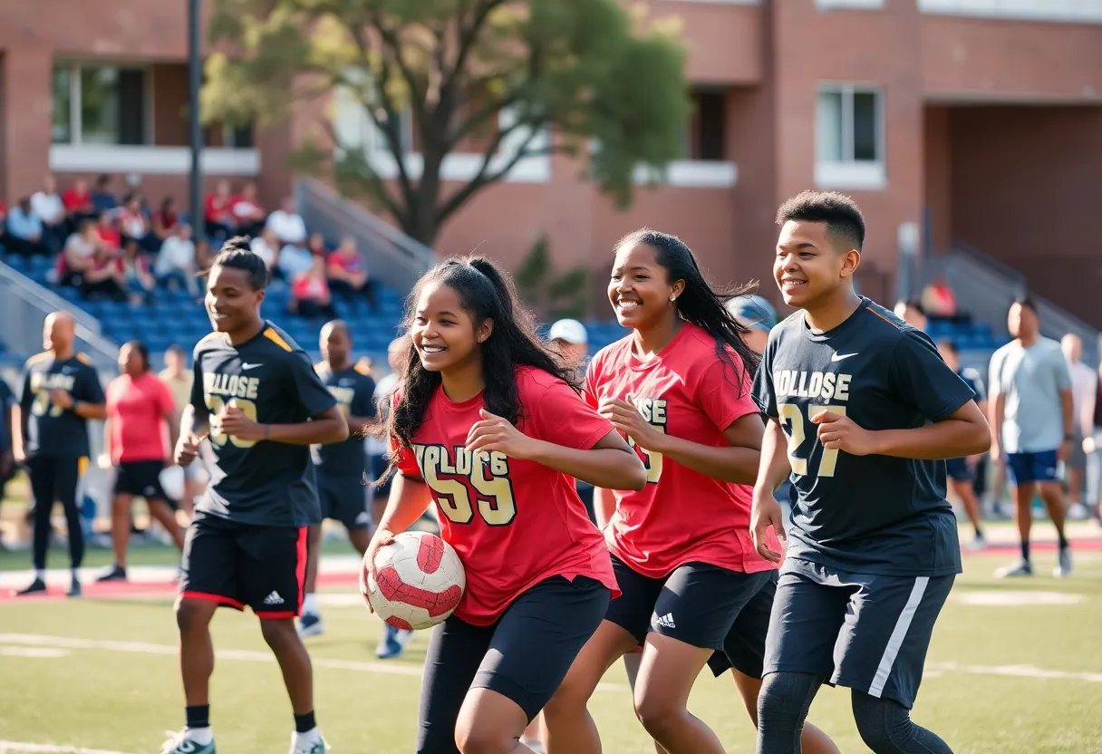 UTSA athletes engaging in training sessions with community involvement