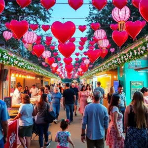 Crowd enjoying Valentine's Day festivities in San Antonio