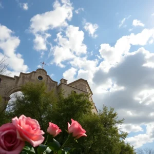 Valentine’s Day weather in San Antonio with roses and cloudy skies