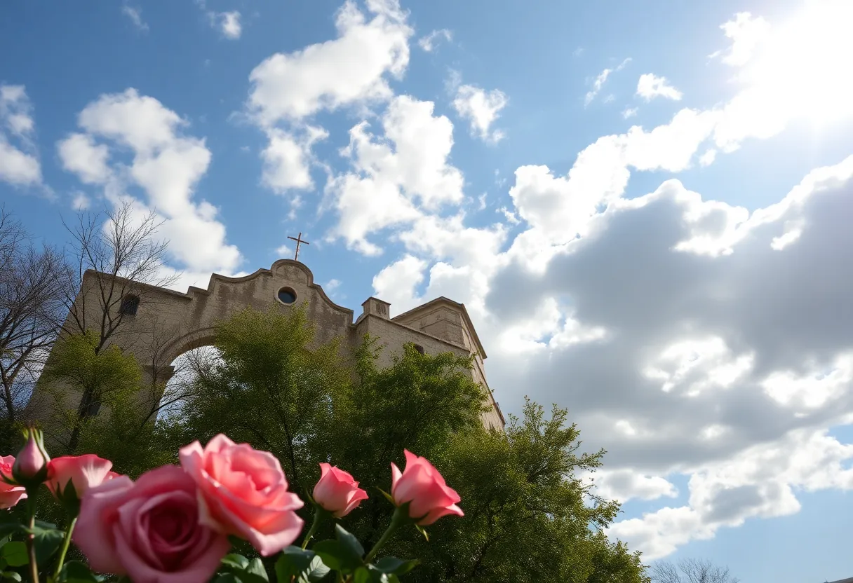 Valentine’s Day weather in San Antonio with roses and cloudy skies