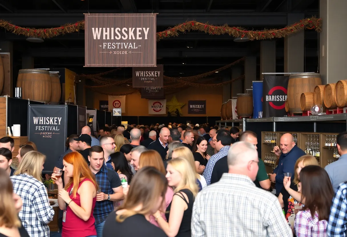 Attendees enjoying samples at the Whiskey Riot Festival in San Antonio.