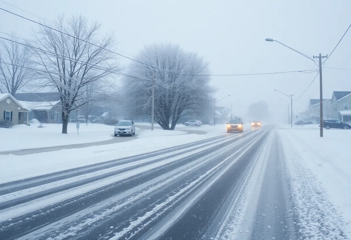 Suburban landscape covered in snow during a winter storm in the Tri-State area