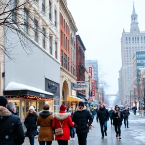 Downtown San Antonio during winter weather advisory