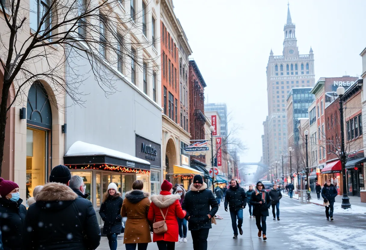 Downtown San Antonio during winter weather advisory