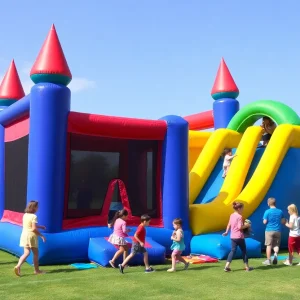 Families enjoying the World's Largest Bounce House in San Antonio