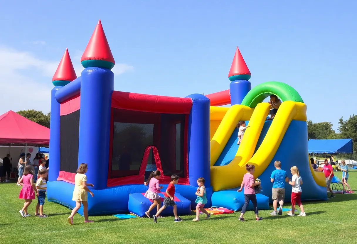 Families enjoying the World's Largest Bounce House in San Antonio