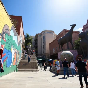 Vibrant murals and sculptures in downtown San Antonio.