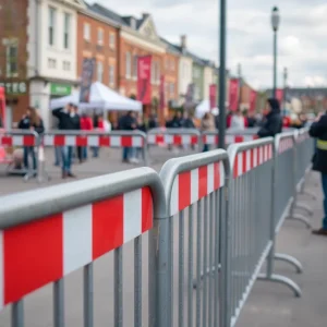 Steel barriers installed for public safety during events in Bexar County.