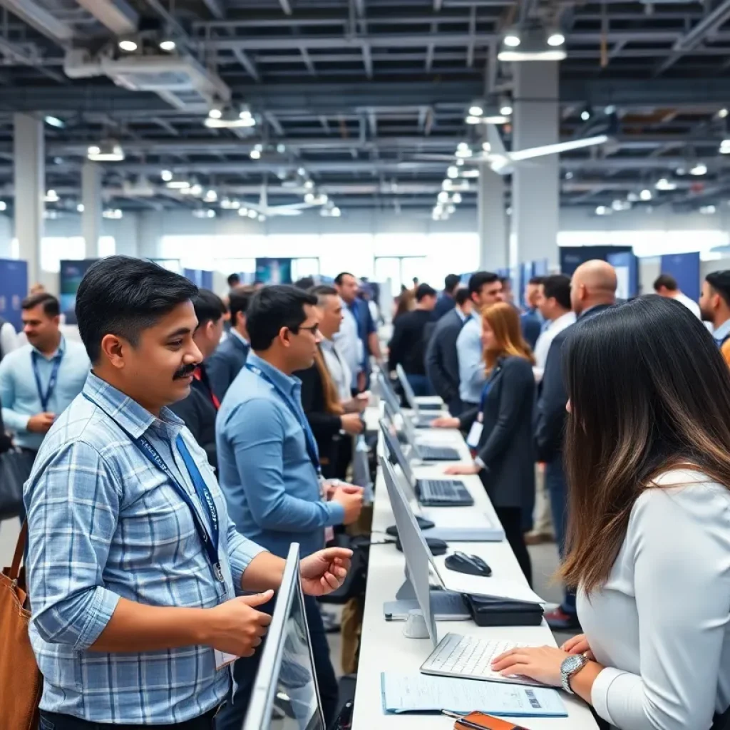 Job seekers at the Boeing hiring event in San Antonio