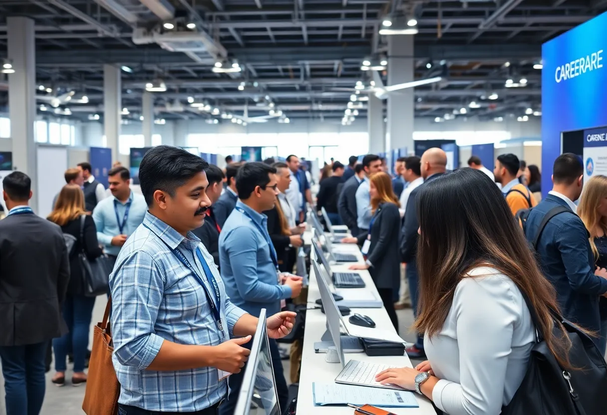 Job seekers at the Boeing hiring event in San Antonio