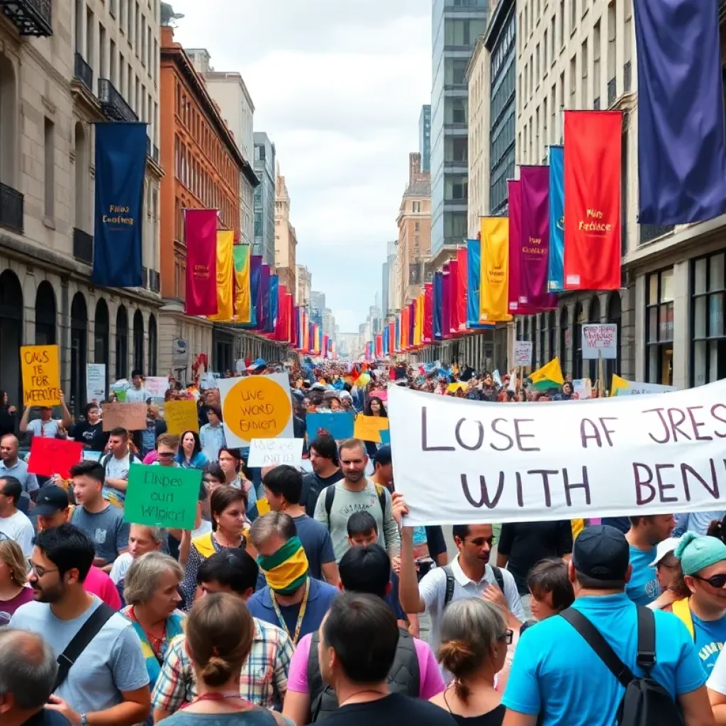 Crowd of participants at the César E. Chávez March in San Antonio