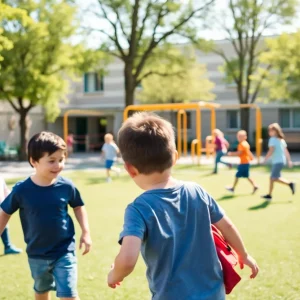 Children playing at Cibolo school playground