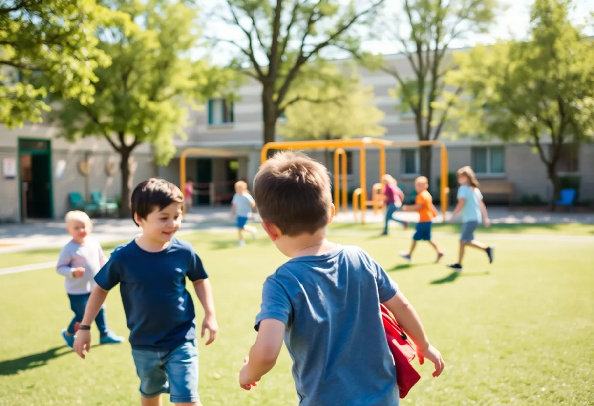 Children playing at Cibolo school playground