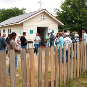 Community members gather for a barbecue sale to support a church in San Antonio.