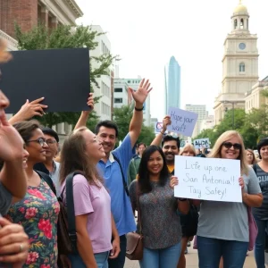 Community members receiving support in San Antonio