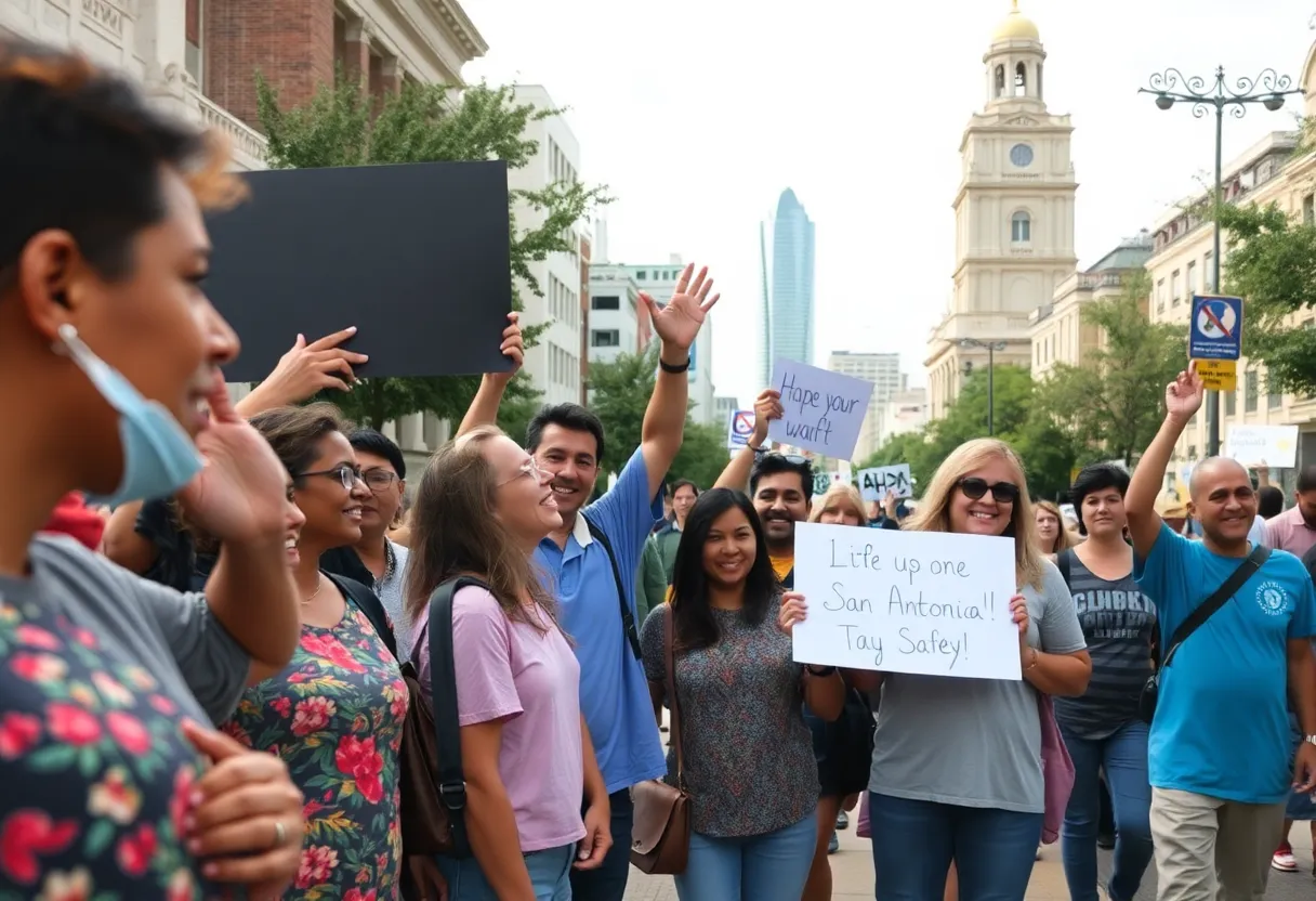 Community members receiving support in San Antonio