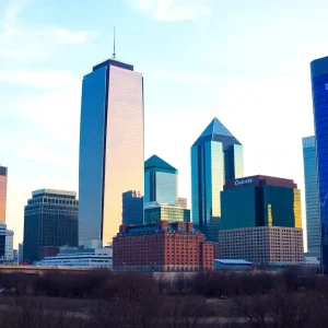 Dallas Skyline with Financial Symbols