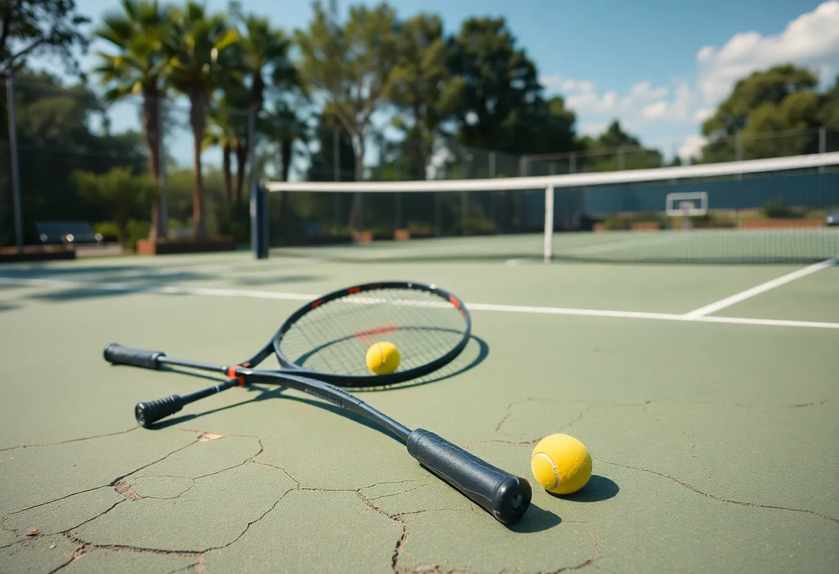 El Camino College Women's Tennis Team playing on the court