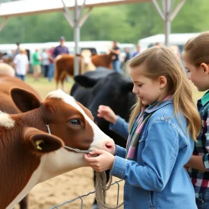 Fayette County 4-H team members judging livestock at a competition.