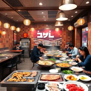 Interior of Gen Korean BBQ restaurant with grilling tables.