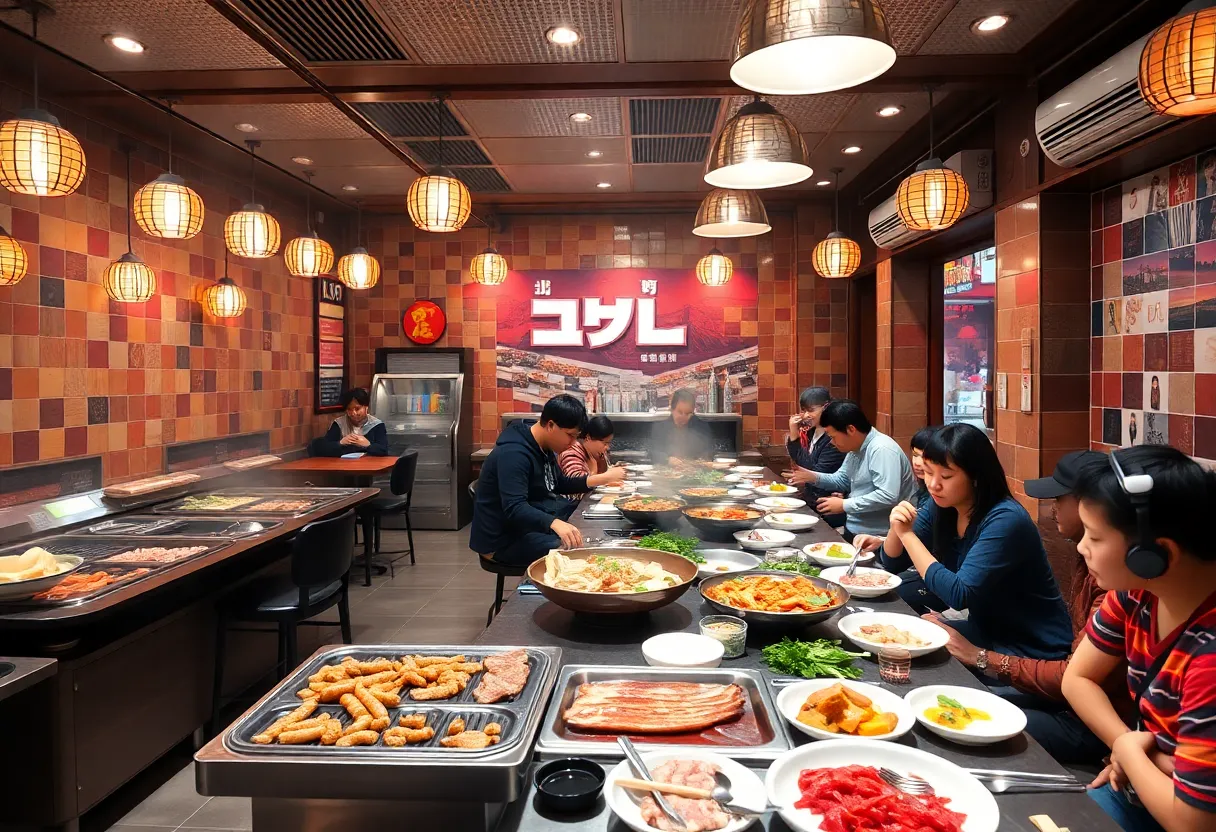 Interior of Gen Korean BBQ restaurant with grilling tables.