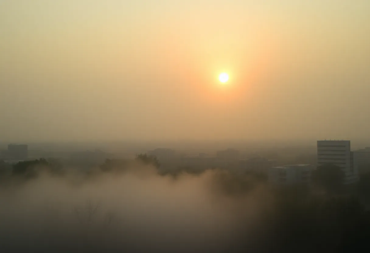 San Antonio skyline during a hazy morning due to dust