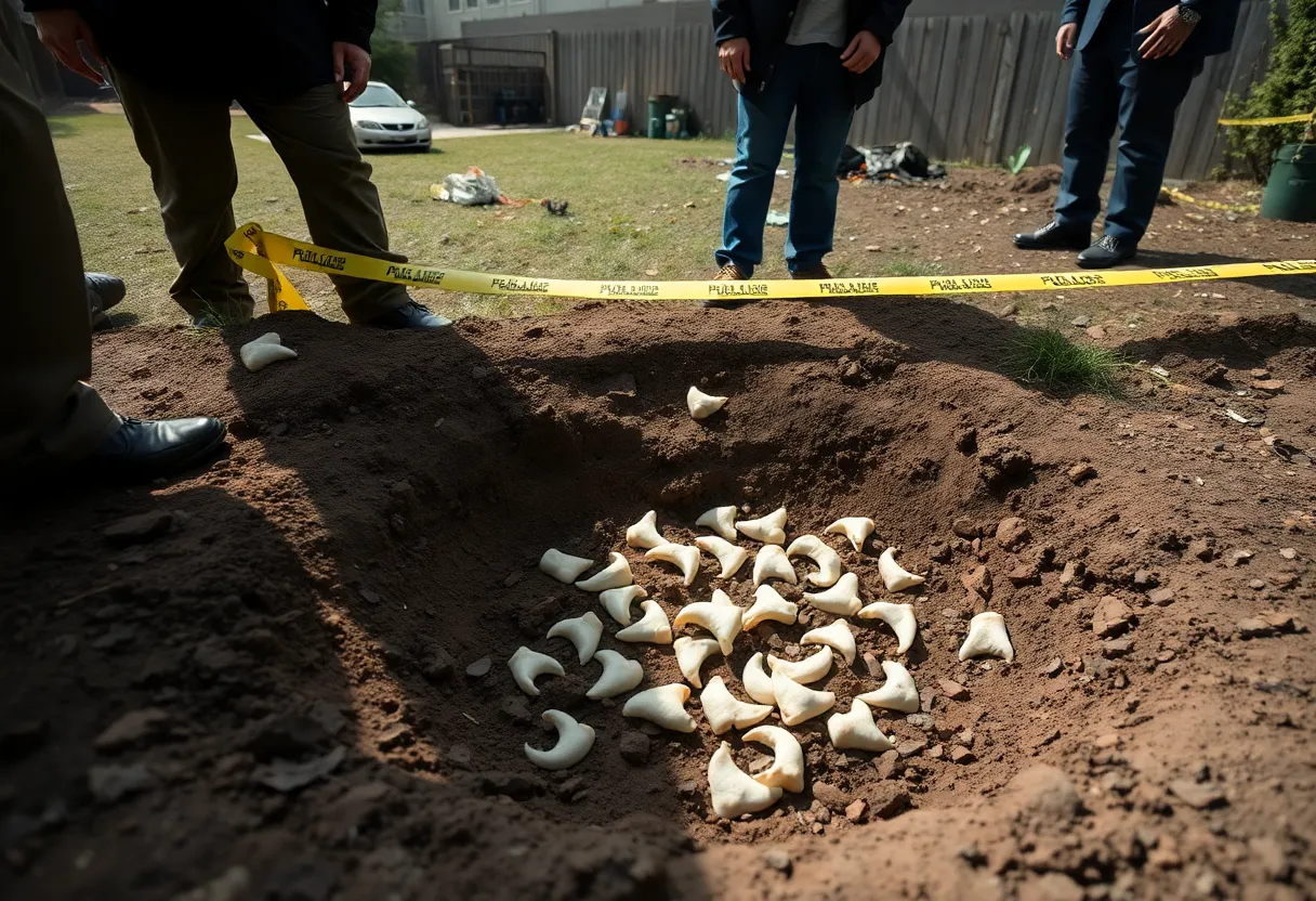 Excavation site in Hondo revealing human teeth