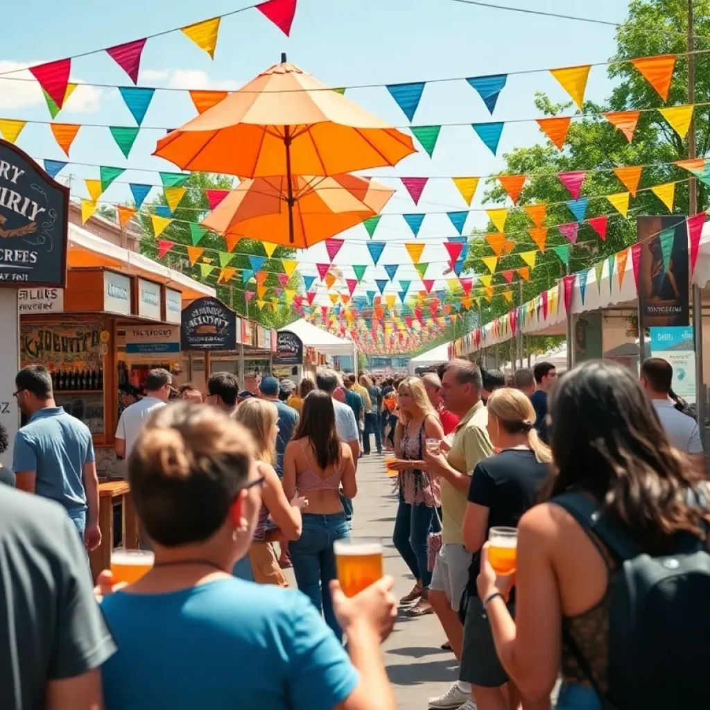 Celebration during Icehouse Week in San Antonio with breweries and food stalls