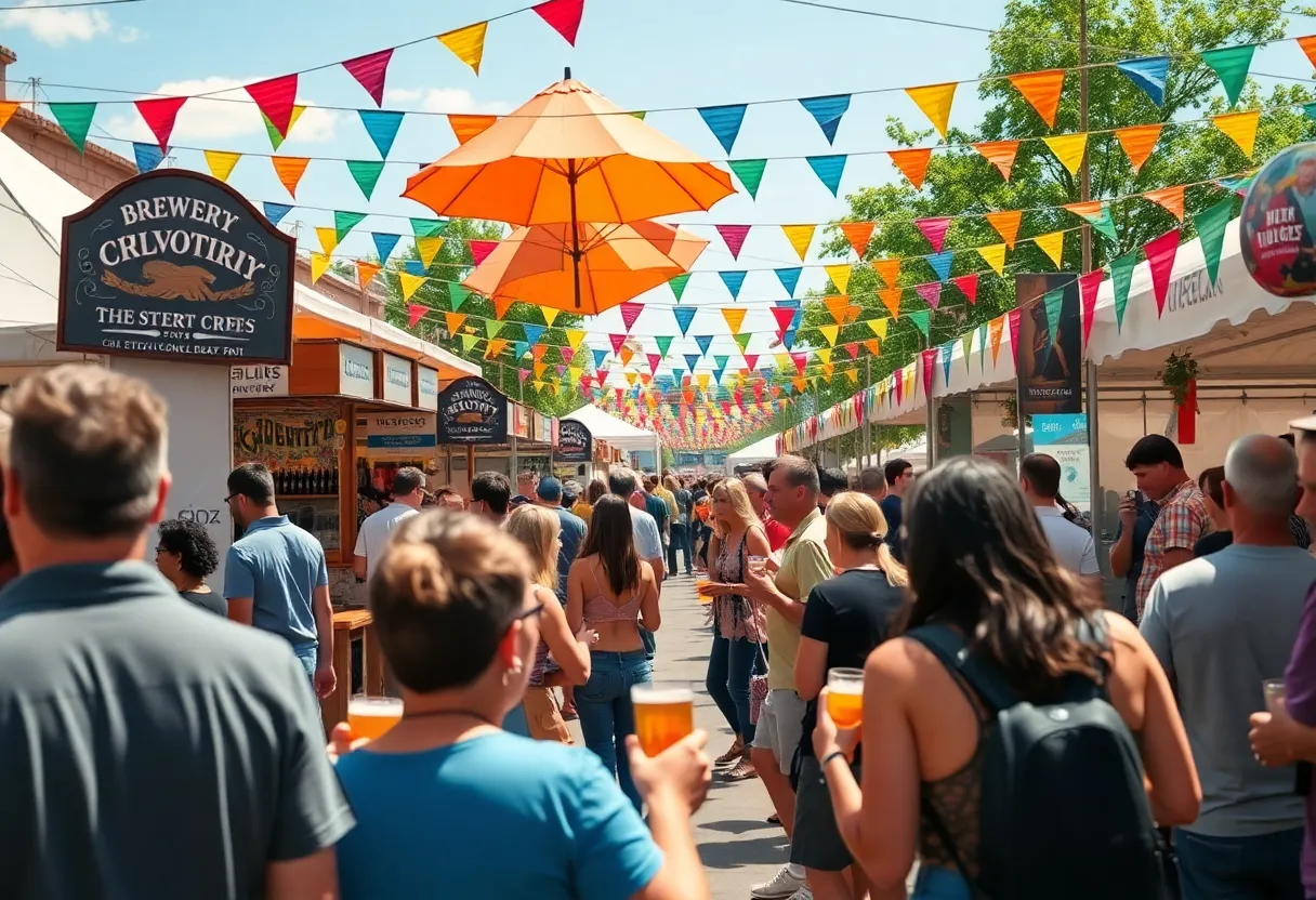 Celebration during Icehouse Week in San Antonio with breweries and food stalls