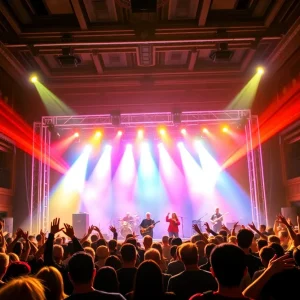 Live performance of Jerry Cantrell with a cheering crowd at the Aztec Theatre.