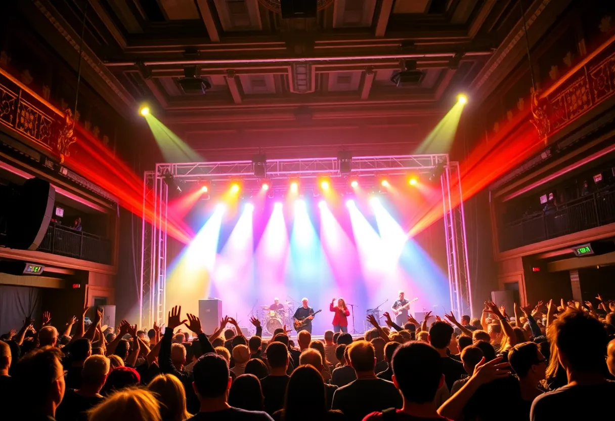 Live performance of Jerry Cantrell with a cheering crowd at the Aztec Theatre.