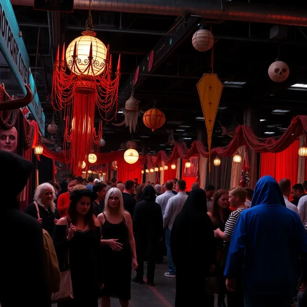 Scene from the Kings of Horror Convention with fans in horror costumes