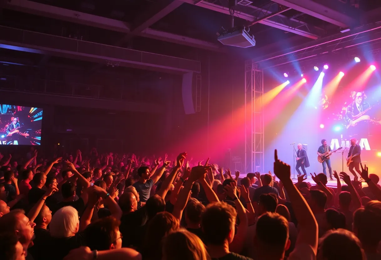 Crowd enjoying Maná concert at Frost Bank Center