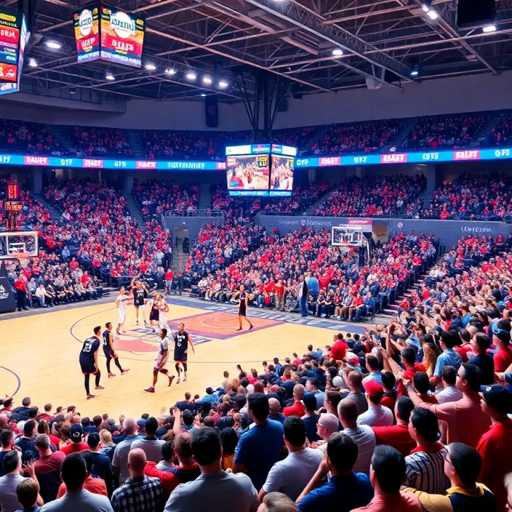 Fans cheering for Memphis basketball during a game