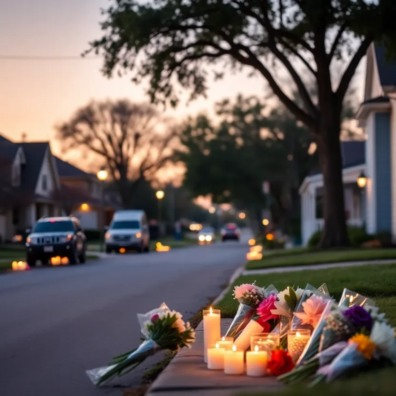 Memorial set up in a Pleasanton neighborhood for two brothers who lost their lives in a tragic shooting incident.