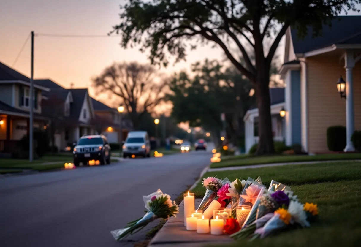 Memorial set up in a Pleasanton neighborhood for two brothers who lost their lives in a tragic shooting incident.