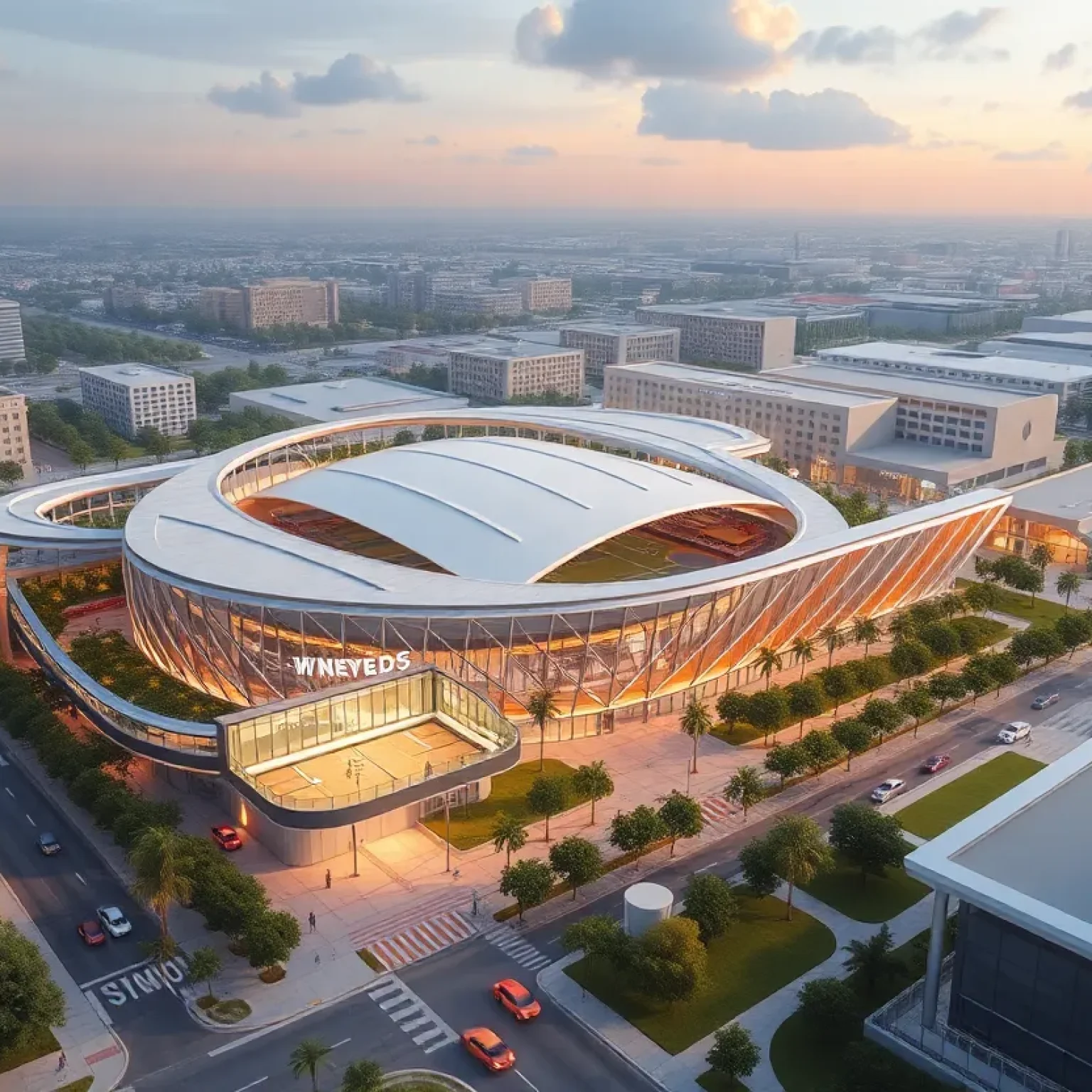 Futuristic design of San Antonio's Project Marvel sports district