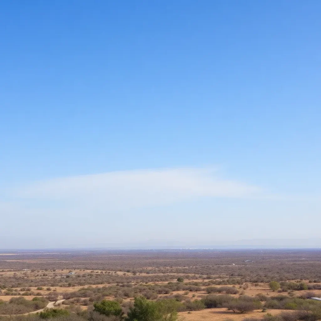 Dry landscape in San Antonio during a Red Flag Warning