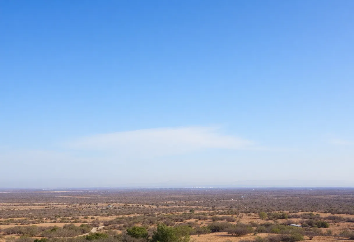 Dry landscape in San Antonio during a Red Flag Warning