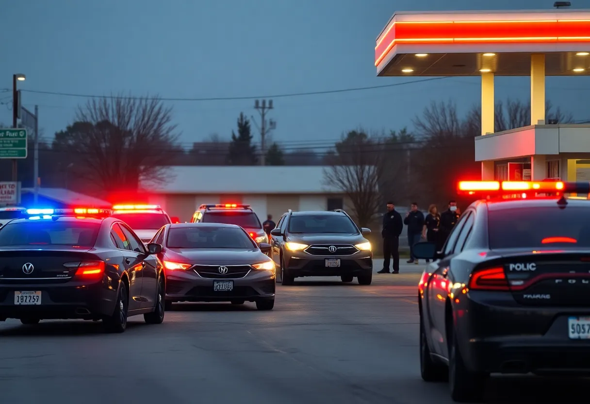 Scene at a gas station after a road rage shooting in San Antonio