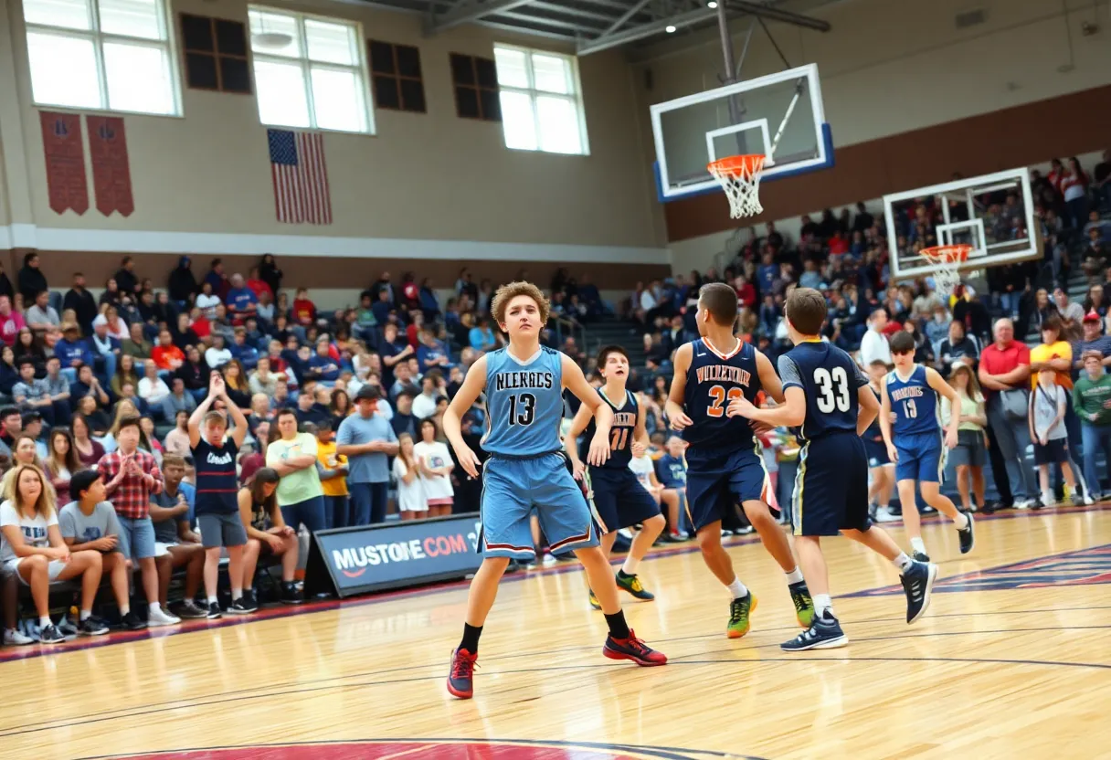 High school basketball players competing in an All-Star game