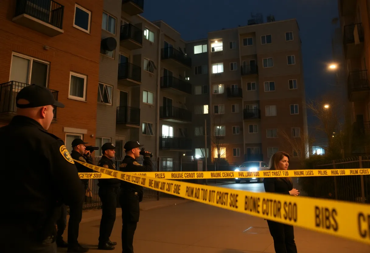 Police at the scene of a shooting in an apartment complex in San Antonio