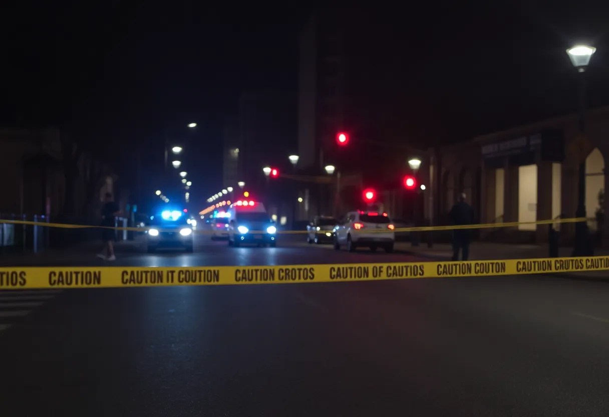 Police scene marking an assault incident in San Antonio