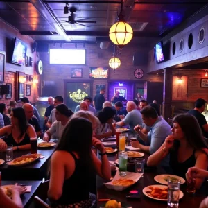 Patrons enjoying a lively atmosphere in a San Antonio bar