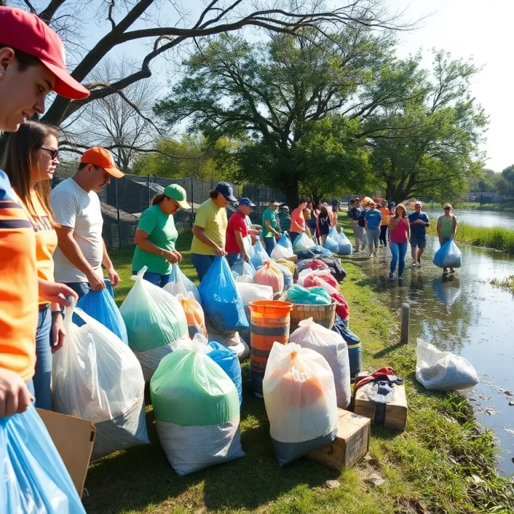 Volunteers at San Antonio's Basura Bash cleanup event.