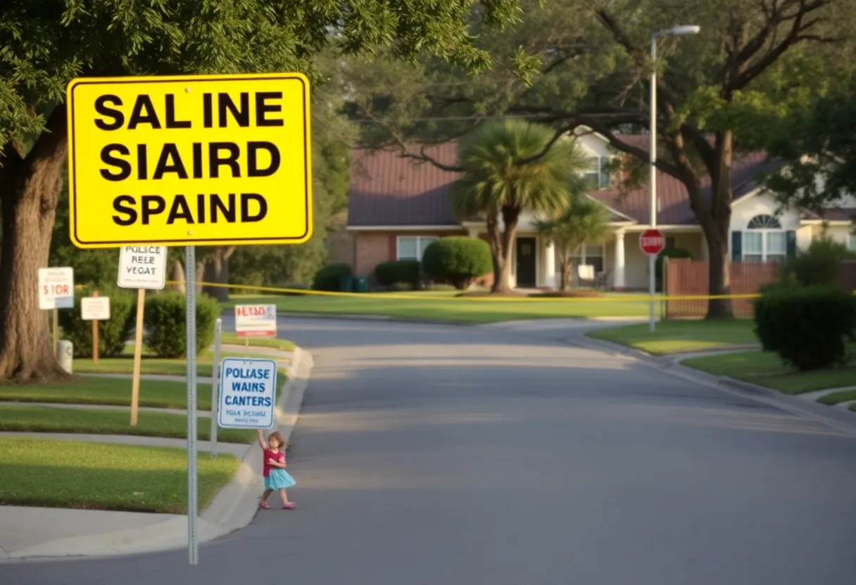 San Antonio neighborhood with police raid signs