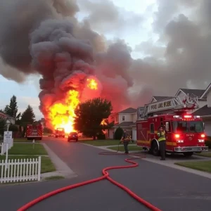 Firefighters battling a blaze in a suburban area of San Antonio.