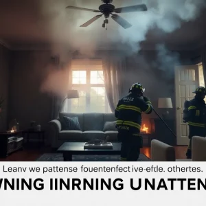 Firefighters responding to a fire incident in a home