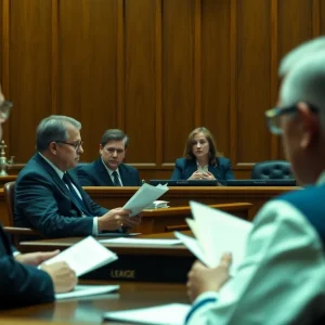 Courtroom scene during the San Antonio human smuggling trial