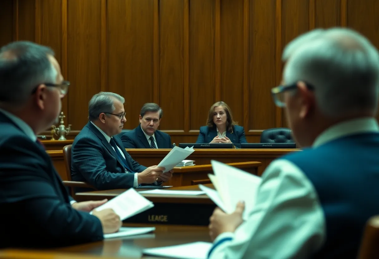 Courtroom scene during the San Antonio human smuggling trial